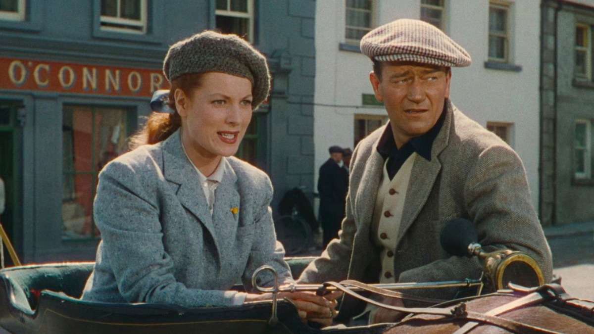 Maureen O'Hara and John Wayne in Irish 1920's period costumes.