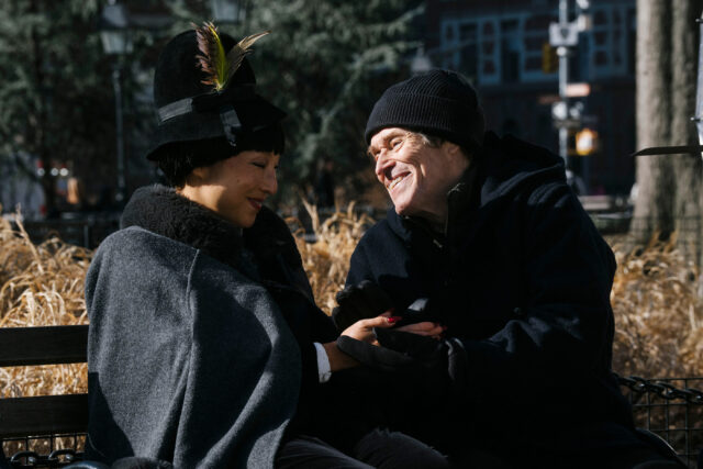 Greta Lee and Willem Dafoe in LATE FAME.
