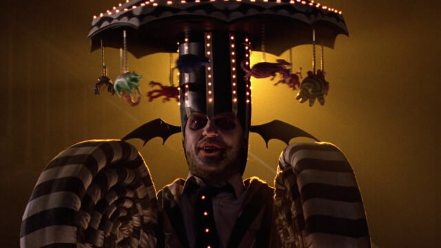 Michael Keaton in a scene from Beetlejuice.