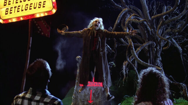 Michael Keaton in a scene from Beetlejuice.