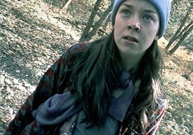 Heather Donahue in a scene from The Blair Witch Project.