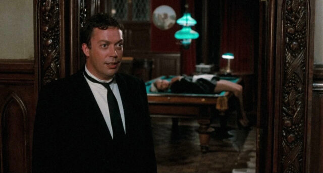 Tim Curry in a scene from Clue.