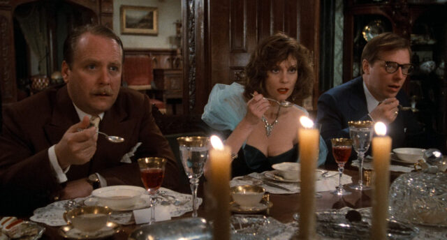 Martin Mull, Lesley Ann Warren, and Michael McKean in a scene from Clue.