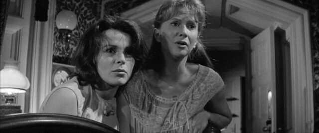 Julie Harris and Claire Bloom in a scene from The Haunting.