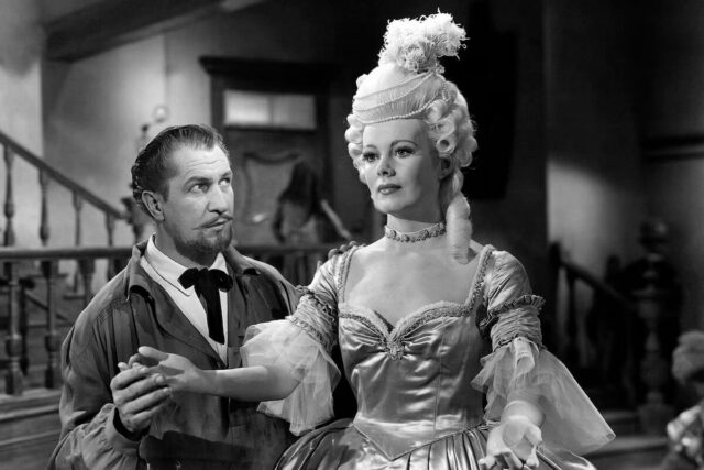 Vincent Price and Phyllis Kirk in a scene from House of Wax.