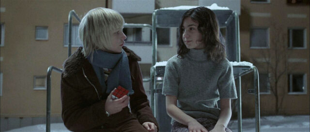 Kåre Hedebrant and Lina Leandersson in a scene from Let The Right One In.