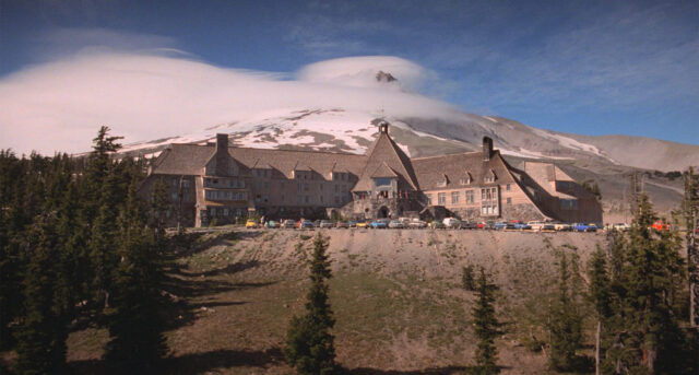 A scene of the Overlook Hotel from The Shining.