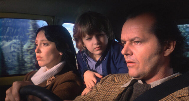 Shelley Duvall, Danny Lloyd, and Jack Nicholson in a scene from The Shining.