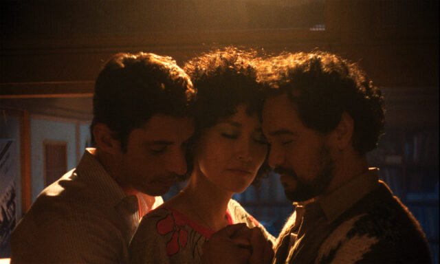 Alejandro Edda, Rinko Kikuchi, and Alberto Guerra in a scene from Ha-Chan, Shake Your Booty!